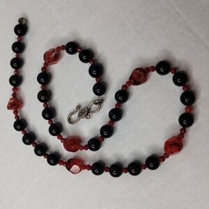 Red and Black Glass Beaded Necklace